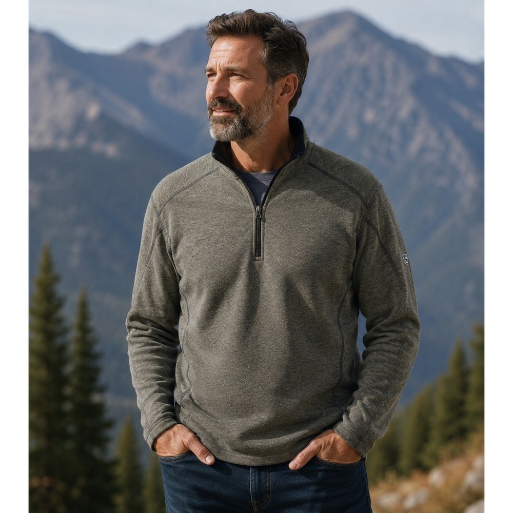 Kuhl Kashmira 1/4 Zip Pullover Sweater Fleece Gray Outdoor Hiking Men M‎